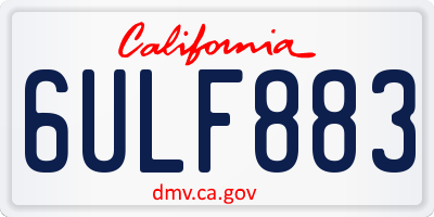 CA license plate 6ULF883