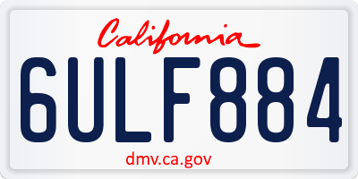 CA license plate 6ULF884
