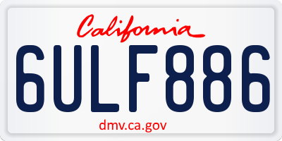 CA license plate 6ULF886