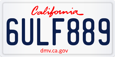 CA license plate 6ULF889