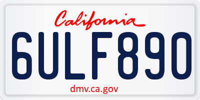 CA license plate 6ULF890