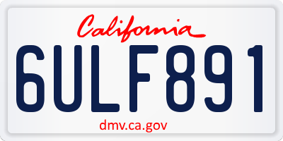 CA license plate 6ULF891