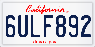 CA license plate 6ULF892