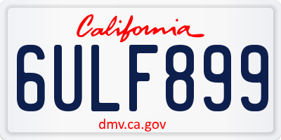 CA license plate 6ULF899