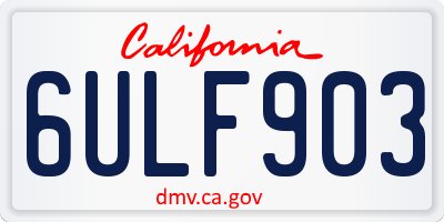 CA license plate 6ULF903