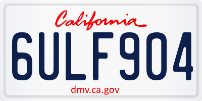 CA license plate 6ULF904