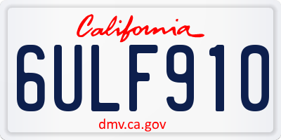 CA license plate 6ULF910