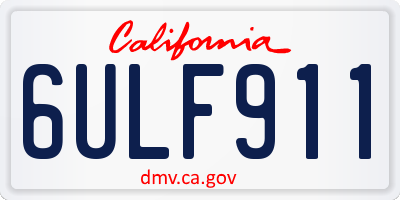 CA license plate 6ULF911