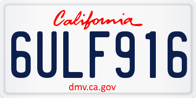 CA license plate 6ULF916