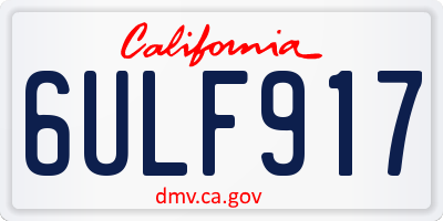 CA license plate 6ULF917