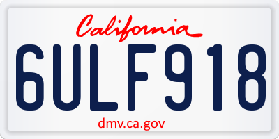 CA license plate 6ULF918