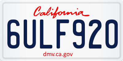 CA license plate 6ULF920