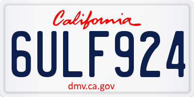 CA license plate 6ULF924