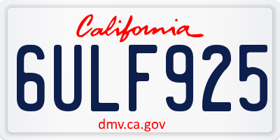 CA license plate 6ULF925