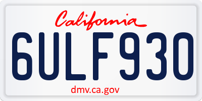 CA license plate 6ULF930