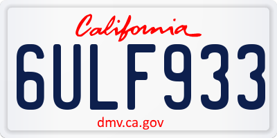 CA license plate 6ULF933