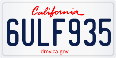 CA license plate 6ULF935