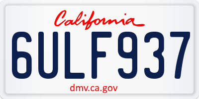 CA license plate 6ULF937