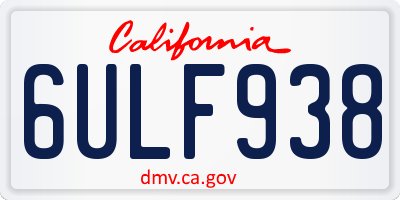 CA license plate 6ULF938