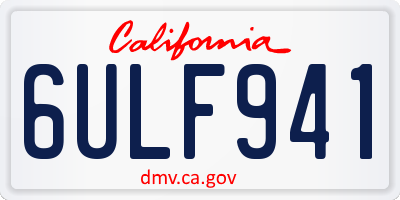 CA license plate 6ULF941