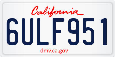 CA license plate 6ULF951