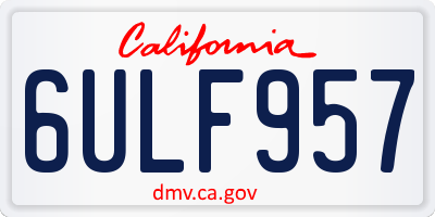CA license plate 6ULF957