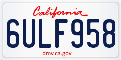 CA license plate 6ULF958