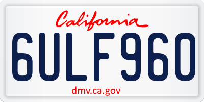 CA license plate 6ULF960