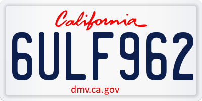 CA license plate 6ULF962