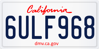 CA license plate 6ULF968