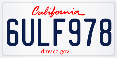 CA license plate 6ULF978