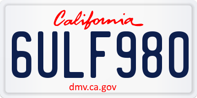 CA license plate 6ULF980