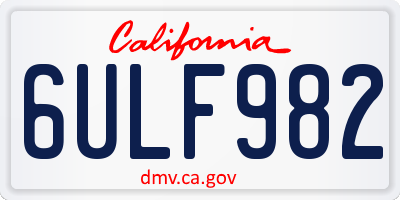 CA license plate 6ULF982