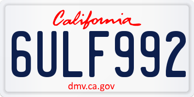 CA license plate 6ULF992