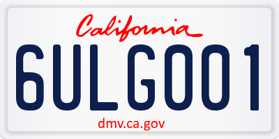 CA license plate 6ULG001