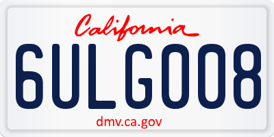 CA license plate 6ULG008
