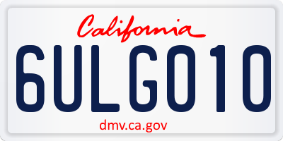 CA license plate 6ULG010