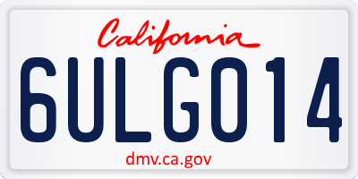 CA license plate 6ULG014