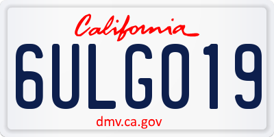 CA license plate 6ULG019
