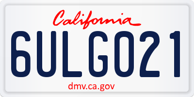 CA license plate 6ULG021