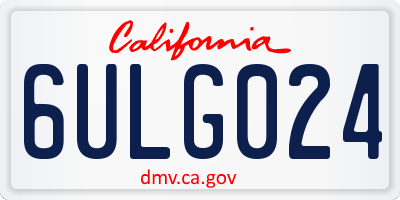 CA license plate 6ULG024