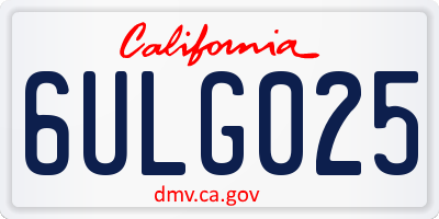 CA license plate 6ULG025