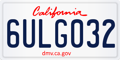 CA license plate 6ULG032