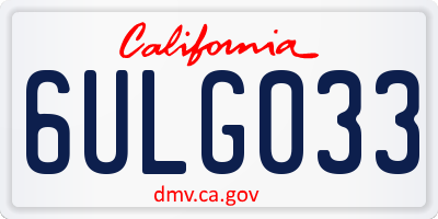 CA license plate 6ULG033