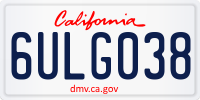 CA license plate 6ULG038
