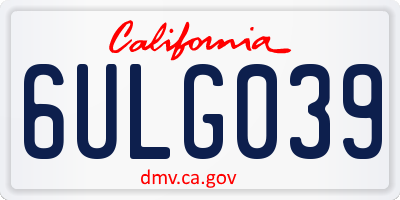CA license plate 6ULG039
