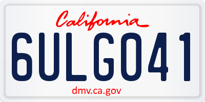 CA license plate 6ULG041