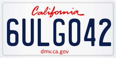 CA license plate 6ULG042