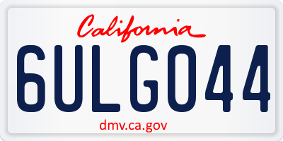 CA license plate 6ULG044