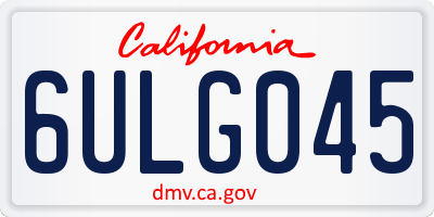 CA license plate 6ULG045